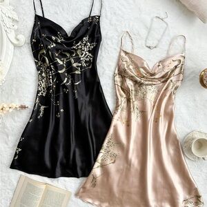 2 satin camisole slip dresses for sleep
